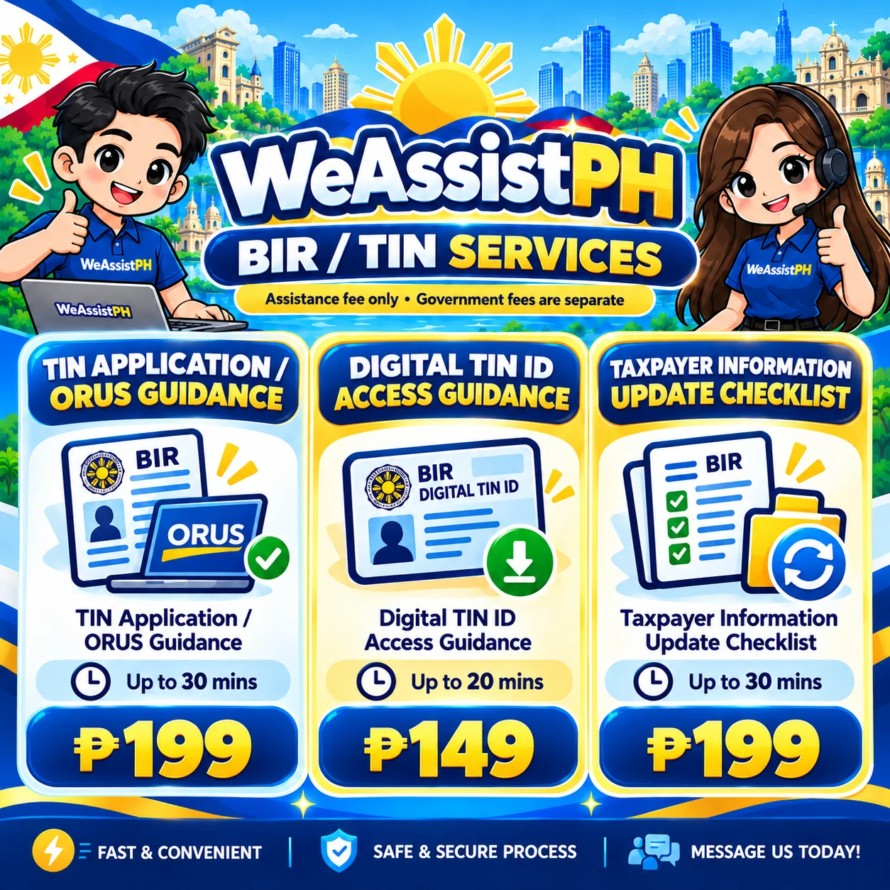 WeAssistPH BIR and TIN guidance prices